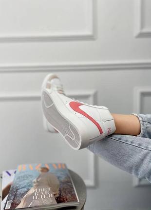 Кеды высокие nike blazer white pink6 фото