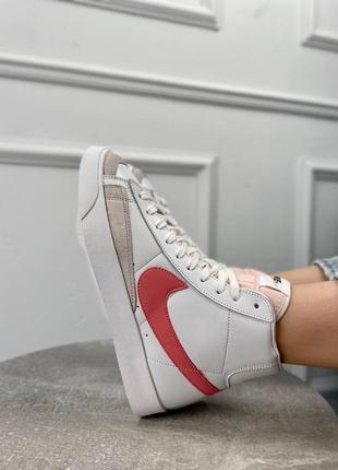 Кеды высокие nike blazer white pink4 фото