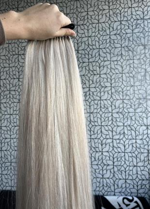 Накладной хвост блонд платиновый 70 см, парики, шиньон, накладные волосы2 фото