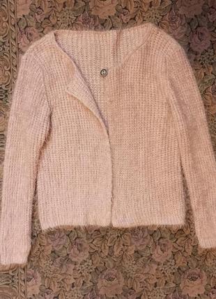 Мягкий теплый мохерный (травка) свитер кардиган итальянского бренда6 фото
