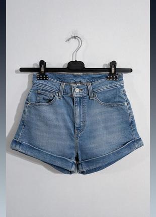 Шорты джинсовые с высокой посадкой levis denim jeans1 фото