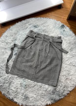 Vero moda &lt;unk&gt; серая женская юбка в клетку2 фото