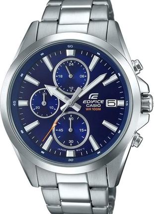 Чоловічий годинник casio edifice efv-560d-2avuef, синій зі срібним