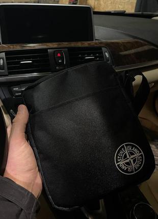 Барсетка stone island чорна сумка через плече стон айленд мессенджер