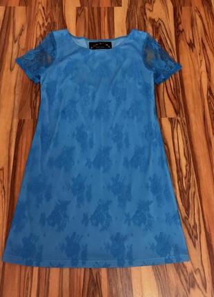 Премиум-бренд - модное сине-бирюзовое мини-платье от "paul smith"7 фото