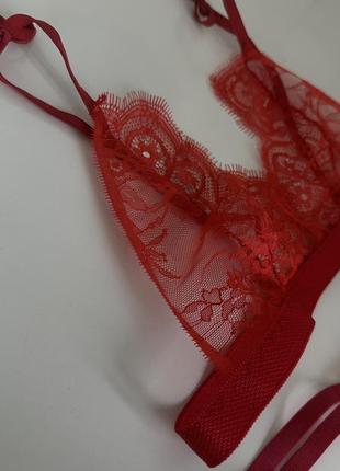 Красное белье, кружевное белье, будуарное белье, комплект белья