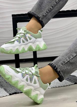 Женские кроссовки, экокожа+текстиль