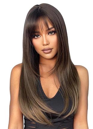 Парик шоколадный длинный ombre, натуральные синтетические волосы