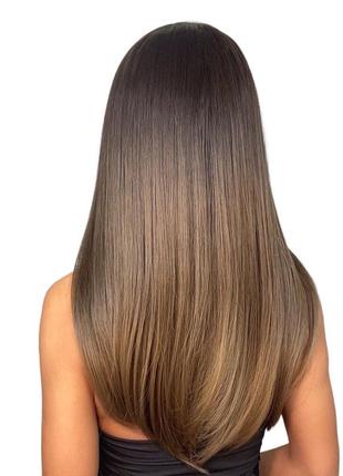 Парик шоколадный длинный ombre, натуральные синтетические волосы