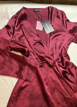 Бордовое платье атлас шелк , платье бордовое , платье халат2 фото