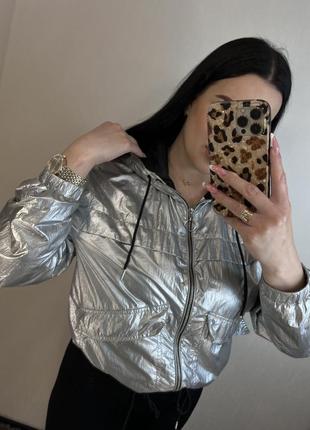 Ветровка серебристая металик