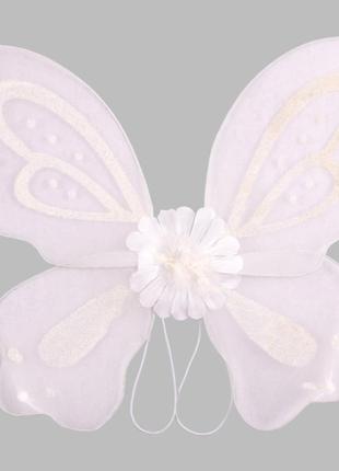 Дитячий костюм карнавальний метелик: крила, обруч, паличка білого кольору3 фото