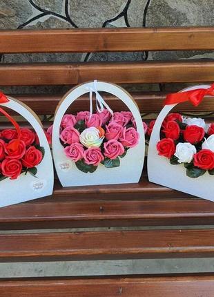 Мильна троянда світло-пудрова для створення розкішних нев'янучих букетів і композицій з мила3 фото