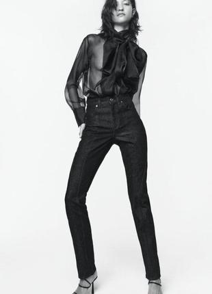 Чёрные джинсы на высокой посадке с рельєфными швами zara the panelled slim in black похожи на mugler h&m🔥1 фото