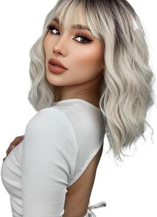 Парик пепельный омбре, натуральные синтетические волосы