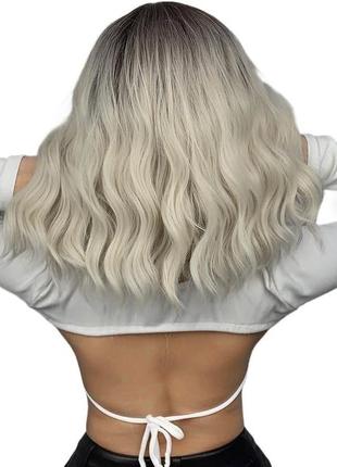 Парик пепельный омбре, натуральные синтетические волосы