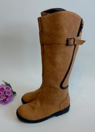 Рыжие высокие сапоги 36 37 размер новые легкие