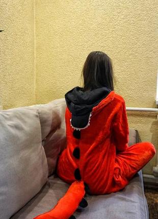 Взрослый кигуруми дракон, пижама красный дракон для взрослых4 фото