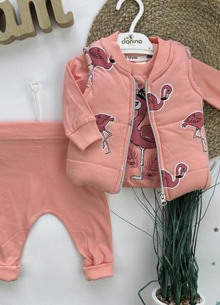 Костюм тройка кроха фламинго