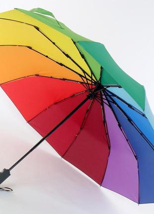 Крепкий женский зонт радуга 12 спиц (полный автомат) арт. ar39323 фото