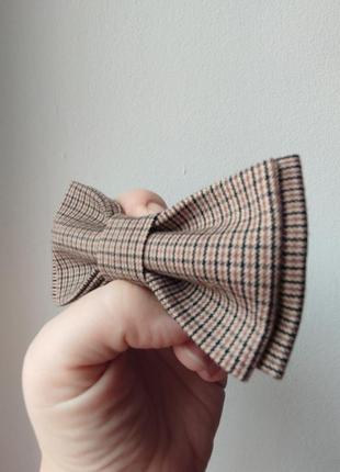 Краватка-метелик бежевий у клітинку