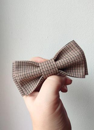 Краватка-метелик бежевий у клітинку