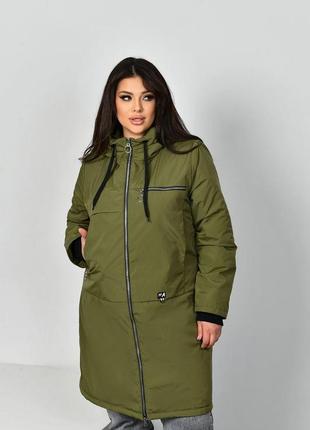 Жіноче весняне пальто на блискавці з плащової тканини канада з капюшоном розміри 48-58