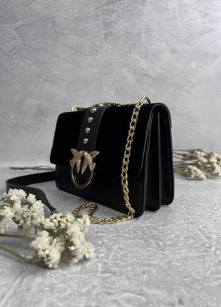 Сумка замшевая женская pinko черная женская кожаная сумочка на цепочке в подарочной упаковке9 фото