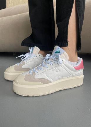 Прекрасные женские кроссовки new balance ct-302 white pink premium белые с розовым задником