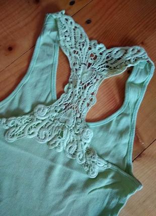 Супер крута котонова маєчка зі вставкою з натурального мережива