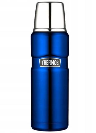 Термос для напитков с чашкой 470 мл thermos "king flask" metalic blue (170016) нержавеющая сталь