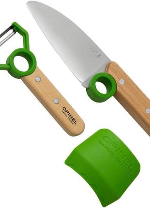 Универсальный набор кухонных ножей 3 предмета opinel "le petit chef" green (002577) нержавеющая сталь