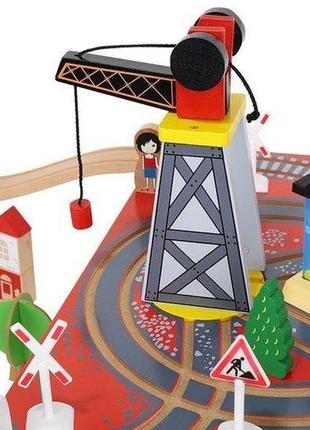 Детский деревянный поезд конструктор на батарейках с железной дорогой из 88 элементов kruzzel (9363)8 фото