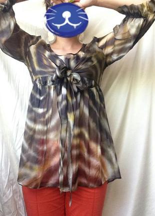Воздушная блуза полупрозрачная тигровый принт2 фото