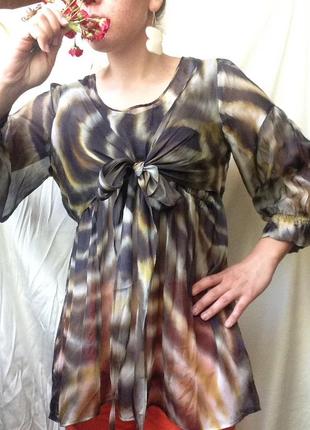 Воздушная блуза полупрозрачная тигровый принт3 фото