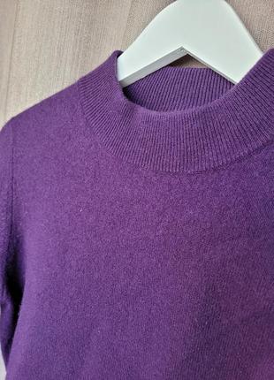 Кашемировый джемпер cashmere 100 % кашемир свитер кофта водолазка гольф с горловиной фиолетовый лиловый сливовый прямой5 фото
