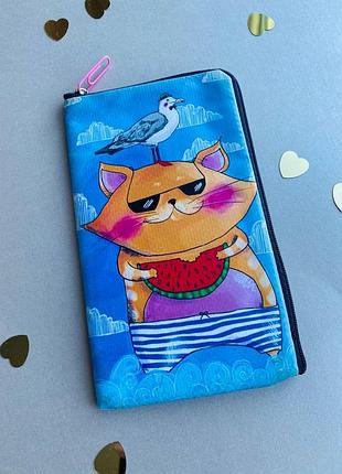 1+1+3 !! чехол на телефон на змейке с принтом кот