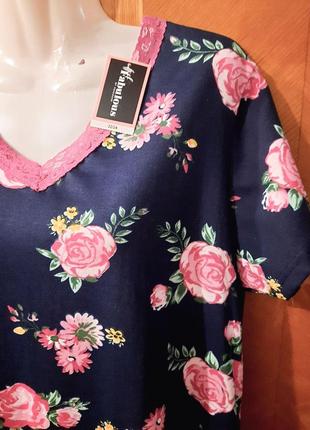 Fabulous 100% бавовна красива футболка у красивих трояндах мереживо3 фото