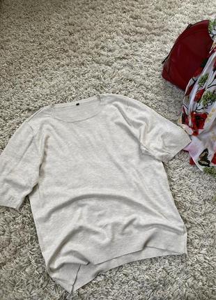 Базовый бежевый свитер с коротким рукавом,chicoree,p.l-xl3 фото