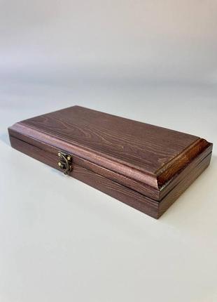 Деревянная коробка для хранения фишек для игры в нарды и шашки, 24,5×13,5 см, арт.808004