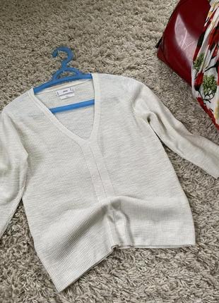Базовый белый/кремовый льняной  свитер ,mango,pxs-m3 фото