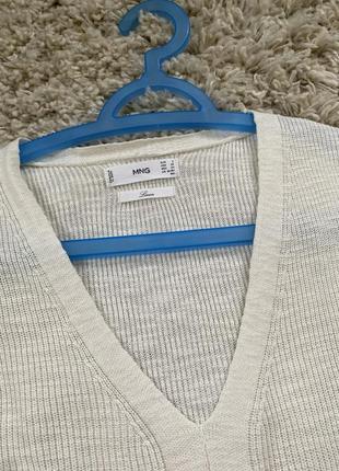 Базовый белый/кремовый льняной  свитер ,mango,pxs-m6 фото