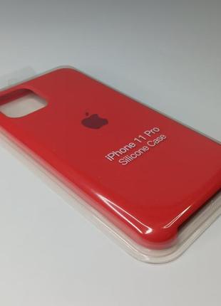 Чехол силиконовый silicone case для iphone 11 pro с матовой поверхностю микрофибра внутри красный цвет