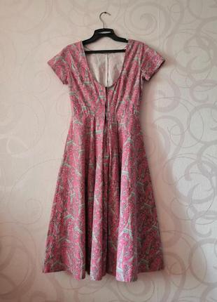 Розовое платье с эйфелевыми башнями, винтаж, ретро5 фото