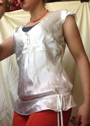 Блузка в бельевом стиле с глубоким декольте ейвори