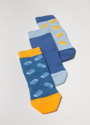 Набор носков (3 пары) "лего" синий/голубой