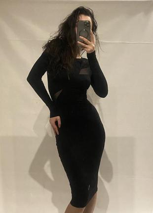 Платье платье карандаш футляр asos zara черная базовая вечерняя в облепку, меди1 фото