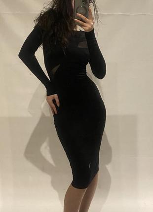 Платье платье карандаш футляр asos zara черная базовая вечерняя в облепку, меди4 фото