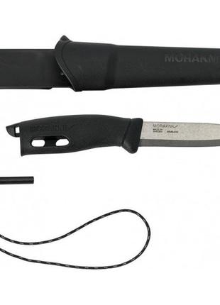 Туристический нож с кресалом morakniv (мора) "companion spark" black (13567) нержавеющая сталь