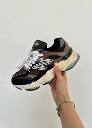 Кроссовки new balance 9060 bdark brown” premium коричневые женские / мужские